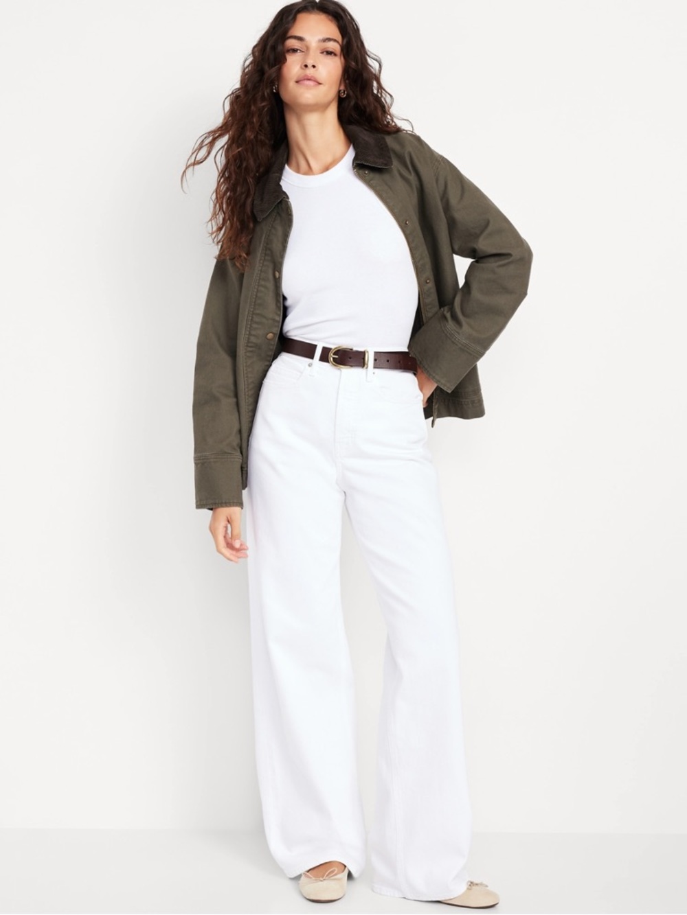 OLD NAVY Extra High Rise Wide Leg White Jeans NEW